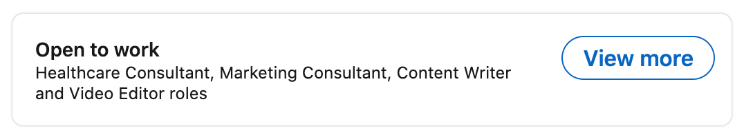 Open to Work in Linkedin post